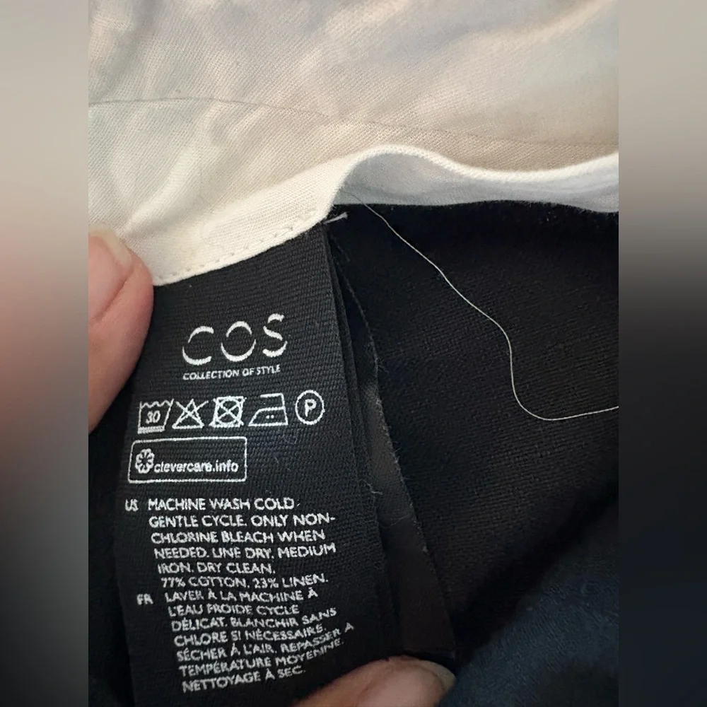 COS Womens Linen Blend Black Trouser Pants Size 12 Career Office Corporate